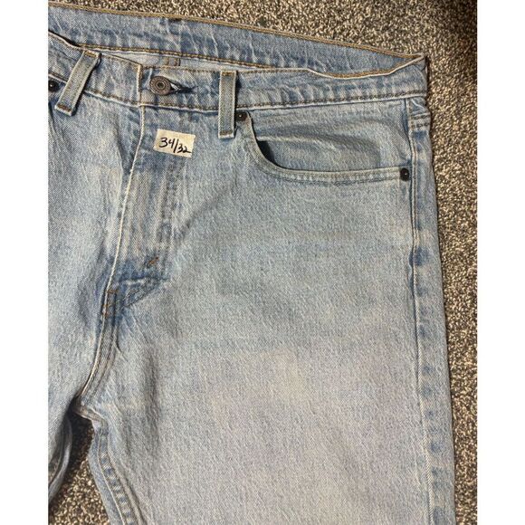 Levis 505 Jeans Mens 34x32 Blue Denim Regular Straight Medium Wash - Picture 5 of 10